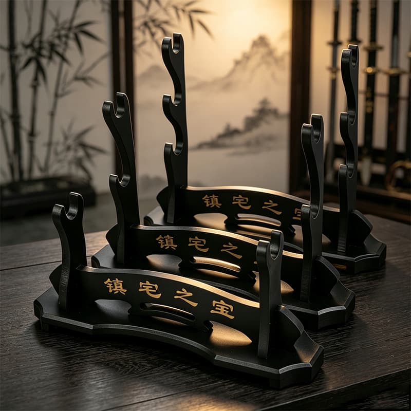 Home Protection Sword Stand Wooden Frame Dagger Display Rack MDF Sword Holder Multi-Layer Optional