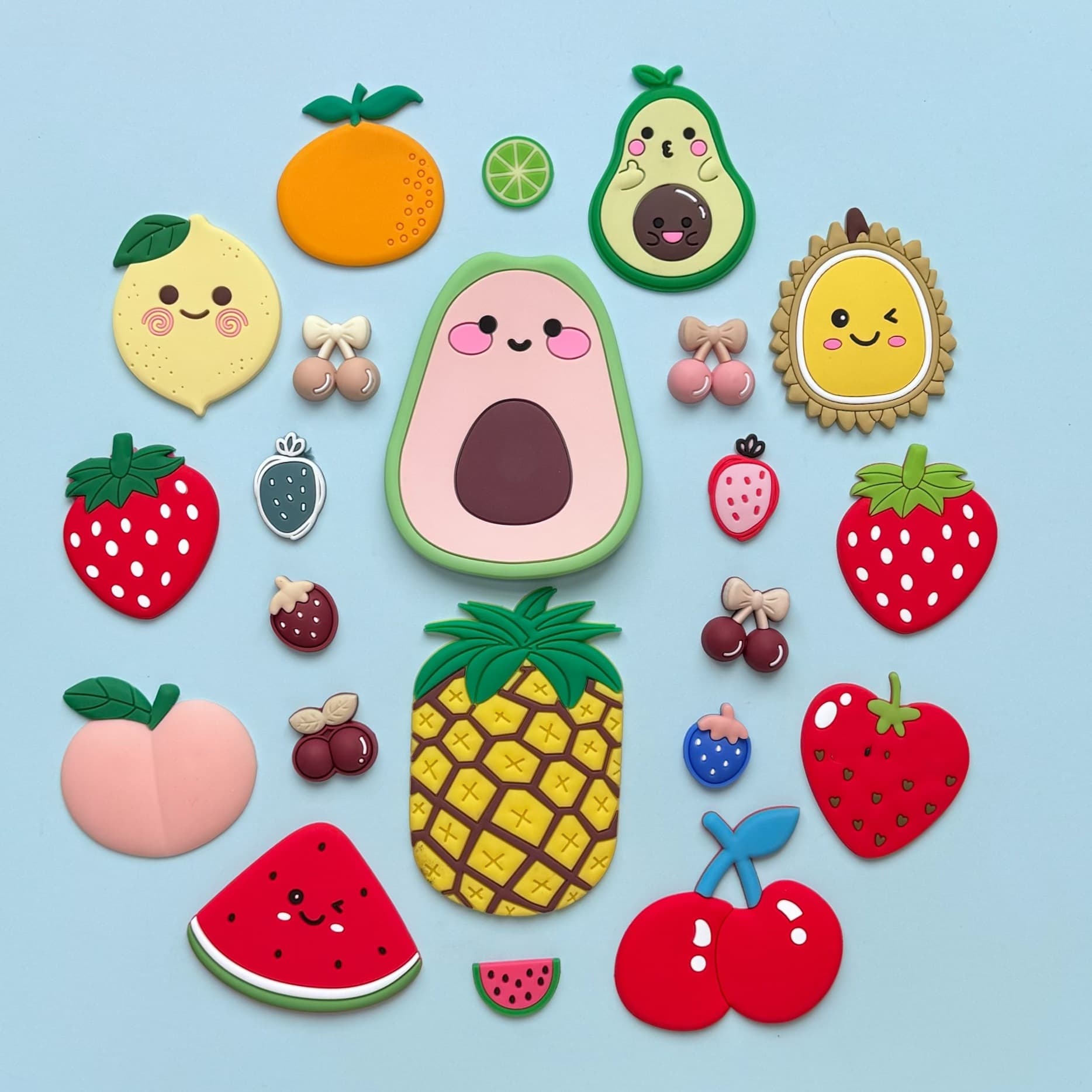 PVC soft rubber patches for home DIY, refrigerator magnets, cartoon fruits, phone case decorations, water cup stickers, car accessories.