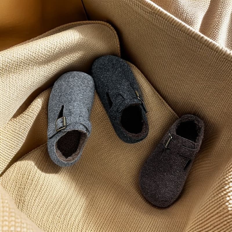 Children's Lined Shoes 2025 Autumn Winter New Girls Tweed Lined Birkenstock Korean Style Casual Warm Fuzzy Shoes