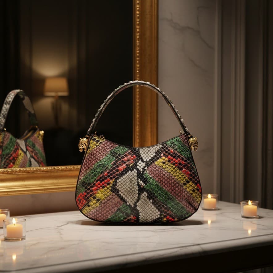 Designer Ladies Handbag Snake Print Tote Bag Underarm Bag Stylish PU Material Medium Size Fashion Element Printed for Daily Use