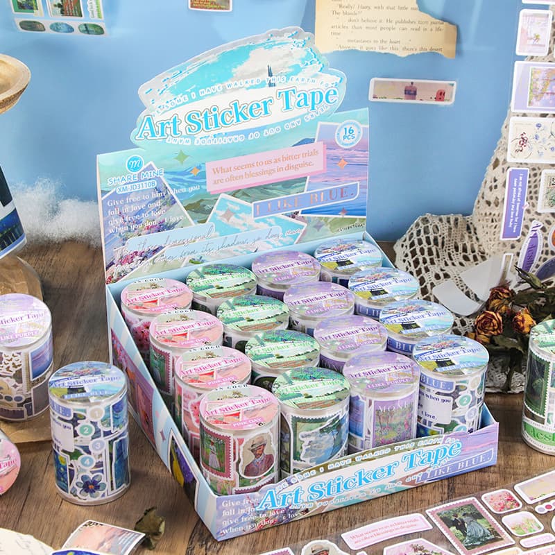 Cross-border Hot Retro Sticker Tape Creative Scrapbook PET Waterproof Sticker DIY Phone Cup Decoration Material Sticker