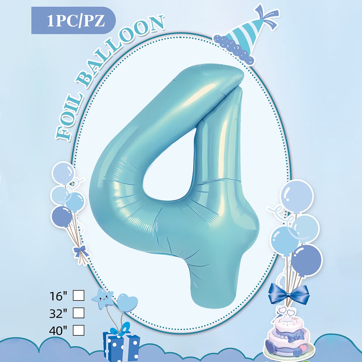 32-inch Cream Birthday Number Independent Card Packaging US Version Party Decoration Aluminum Film Foil Balloon Scene Decor