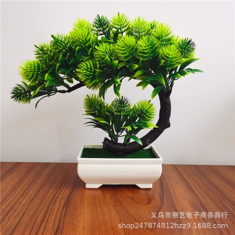 Artificial Green Plant Fake Potted Home Decoration Desktop Small Ornament Simulation Flower Moon Pine Cone Small Tree Bonsai