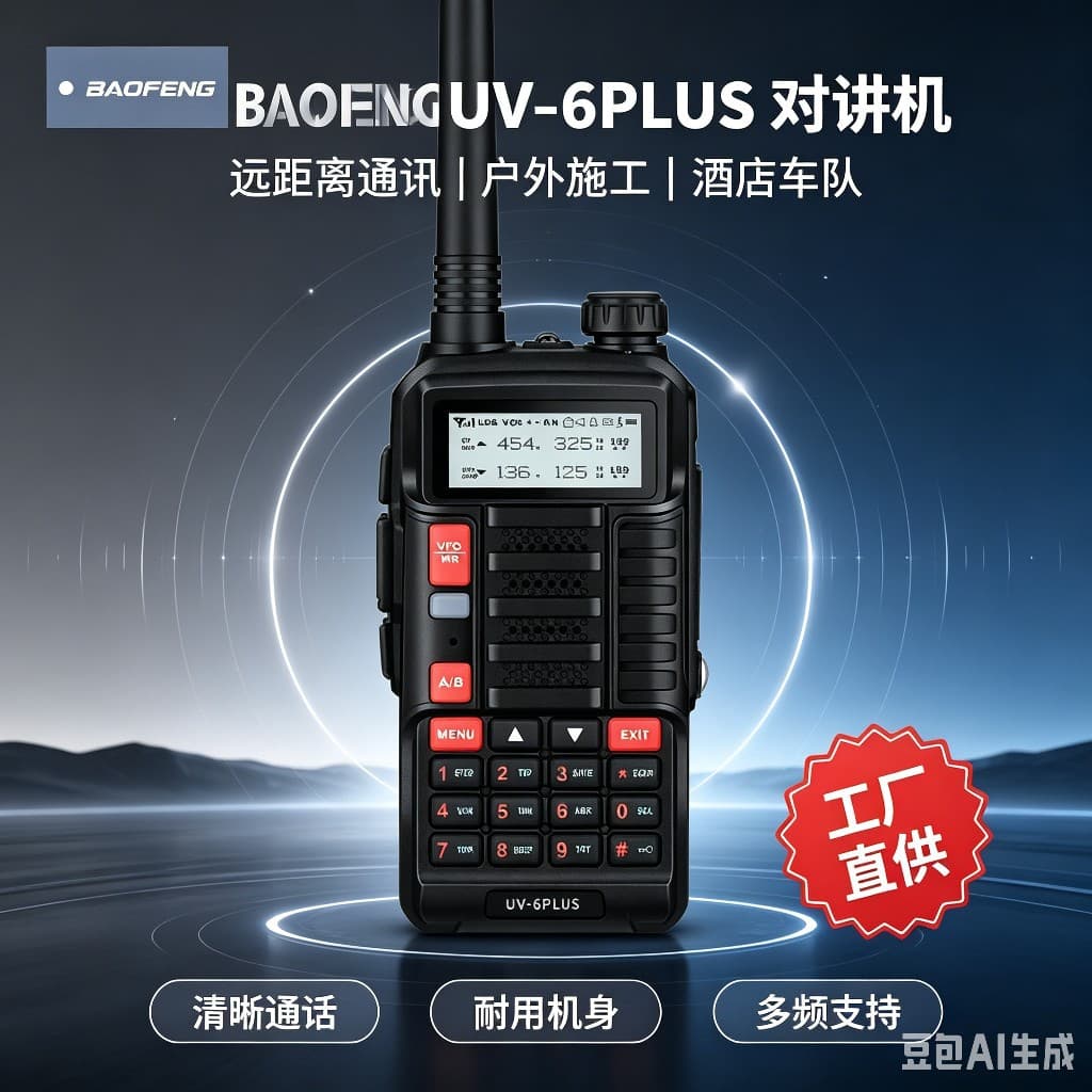 Baofeng UV-6PLUS Two-Way Radio Flagship Edition Outdoor Commercial Civilian Dual-Band Handheld for Self-Driving Tours