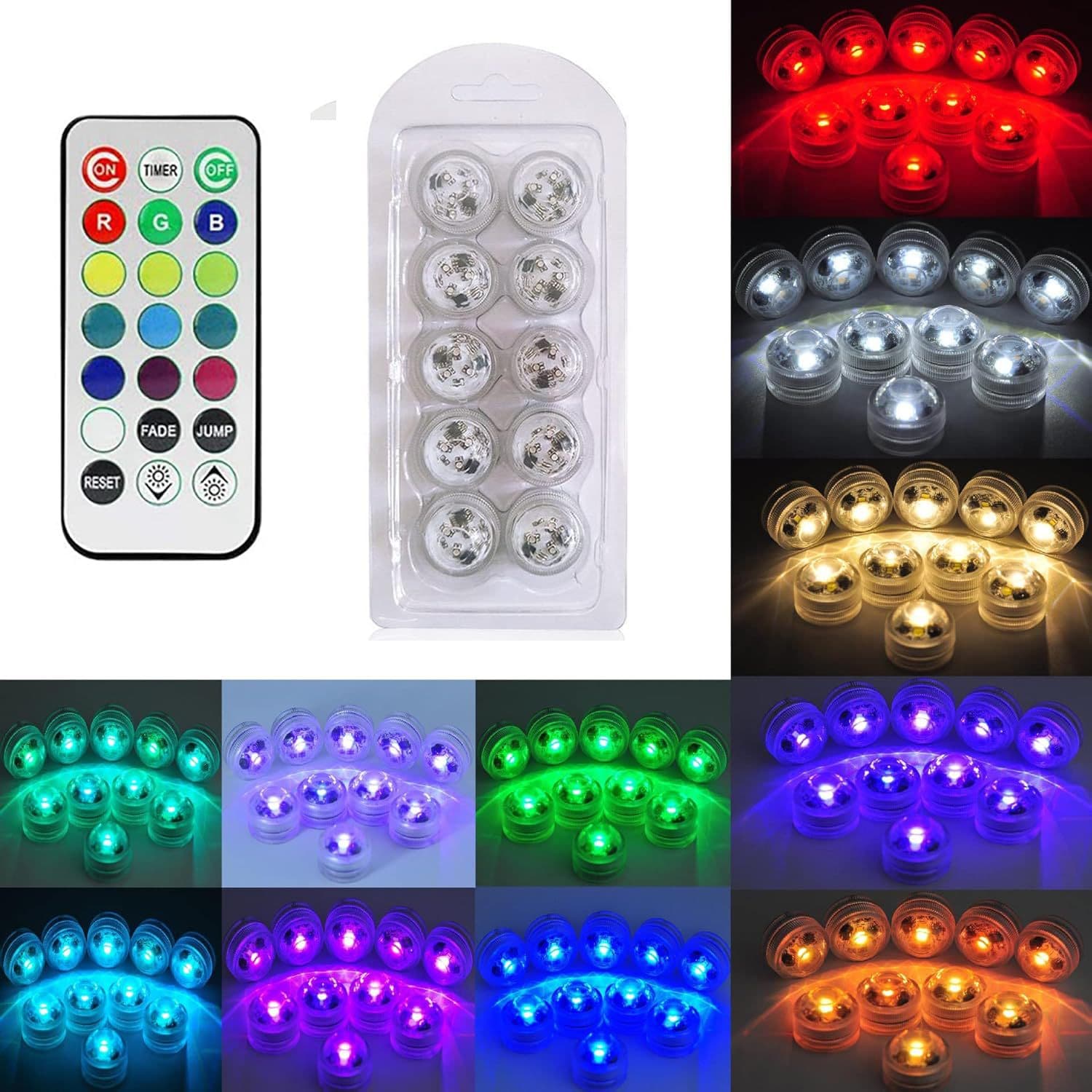 Submersible LED Small Knob Multicolor Waterproof Remote Control Light for Fish Tank, Vase, Candle, Tea Light, Pumpkin Light