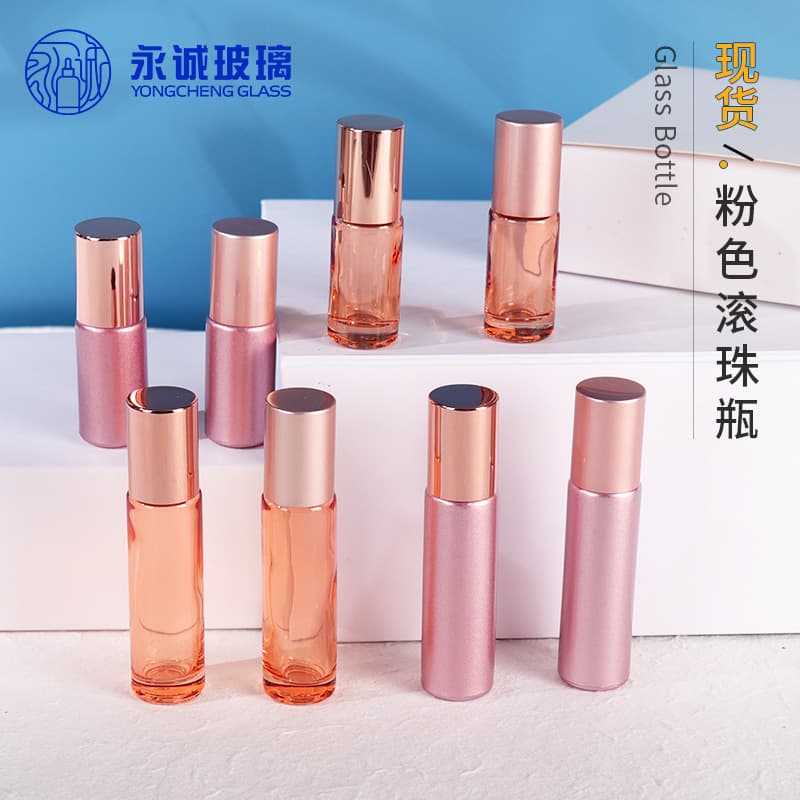 Rose gold roller ball bottle in stock 10ml glass bottle, eye massage ball bottle, essential oil bottle, perfume bottle