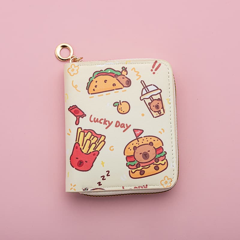 2024 women's cartoon anime cross-border factory wholesale snap-button short wallet card holder coin purse multi-slot billfold