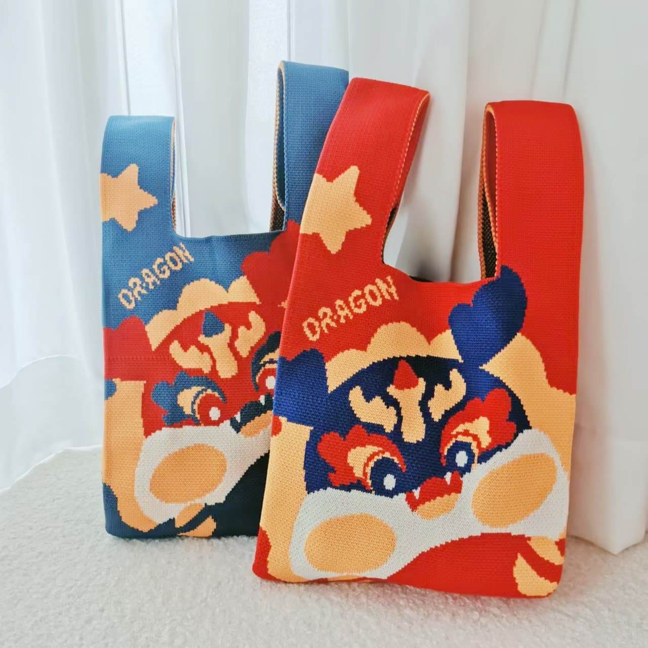 Dragon Year Snake Year Hundred-Day Celebration Festive Knitted Gift Bag Handbag Children's Bag Trendy Versatile Casual Tote Bag