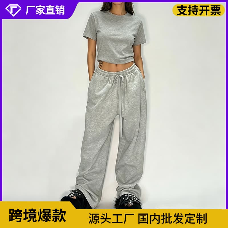 Cross-border Y2K American Hip-Hop Retro Casual Pants Jazz Dance Streetwear Sweatpants Loose Wide-Leg Long Pants Trendy