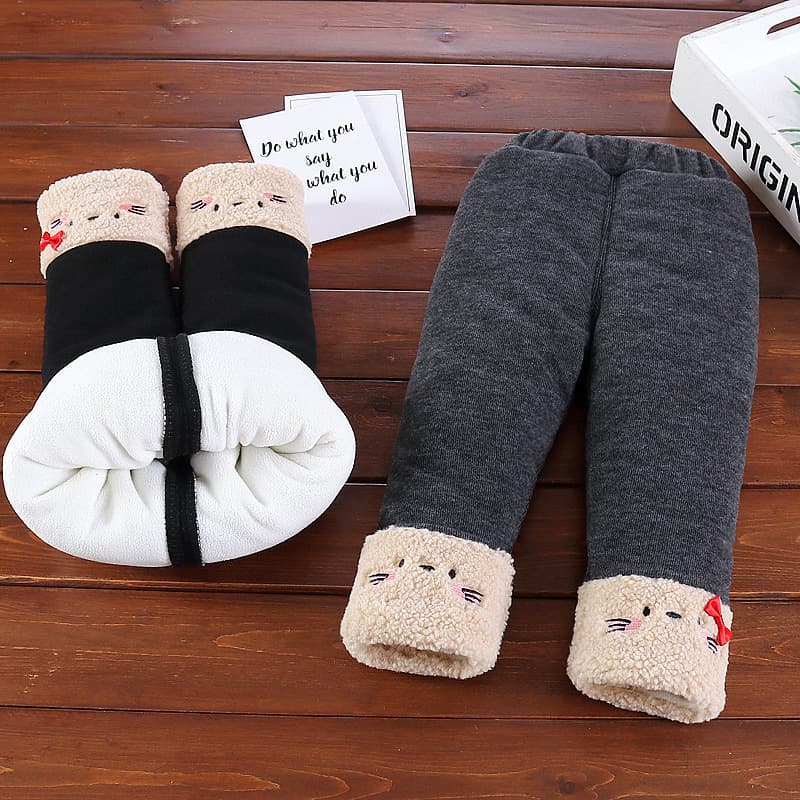 2025 Children's Thickened Cotton Pants Winter Clothes Children's Cotton Pants Thickened Warm Baby Cotton Pants Three Layers Thickened One Pair for Winter