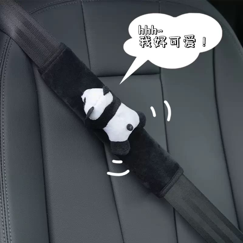 Cartoon Car Seat Belt Shoulder Pad, Cute Plush Panda Anti-Wear Shoulder Cover, Car Interior Accessories for Women