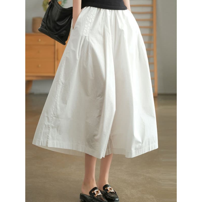 Women's Wide Leg Pants Summer New High Waist Loose Fit Slimming Casual Capri Skirt Pants White Design Trousers