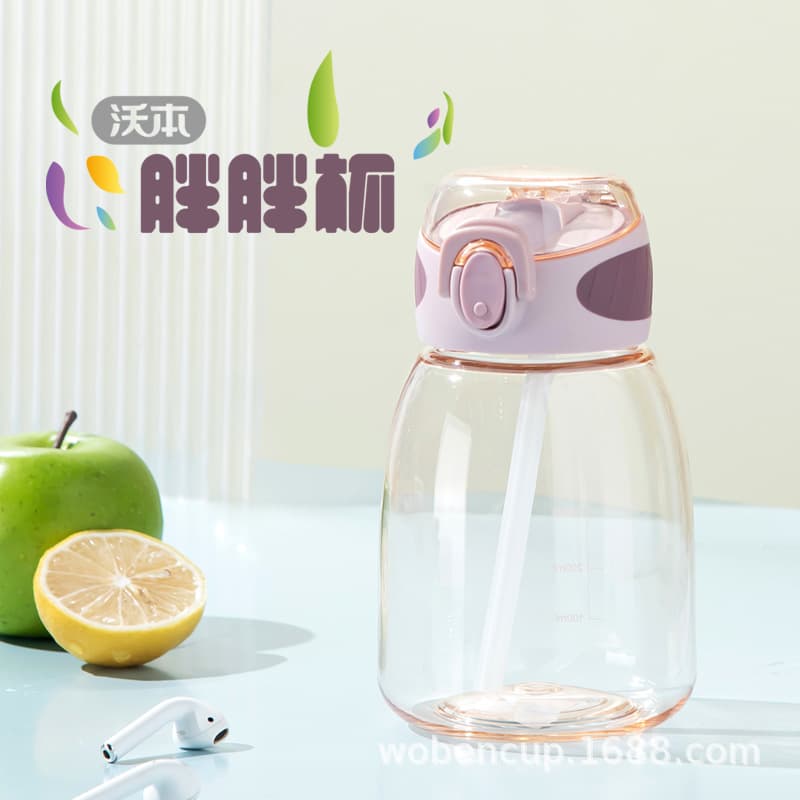 In-Stock Straw Manufacturer Direct Delivery 5259-1 Woben Little Fat 400ml Portable Silicone Straw for Female Students PC