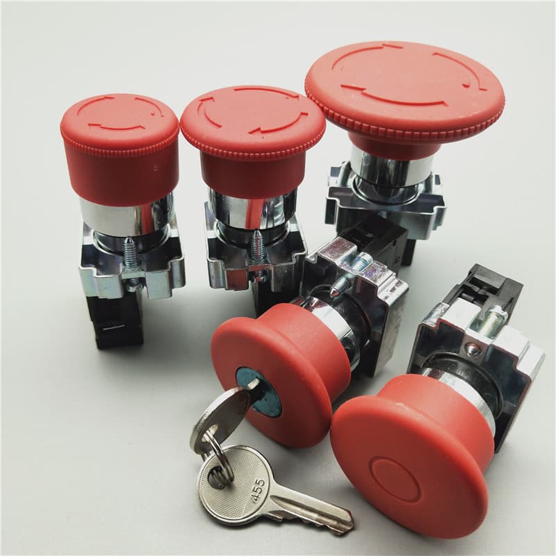 22MM Aperture XB2-BS542 Mushroom Head Emergency Stop Self-Locking Push Button Switch ZB2-BE102C Normally Closed