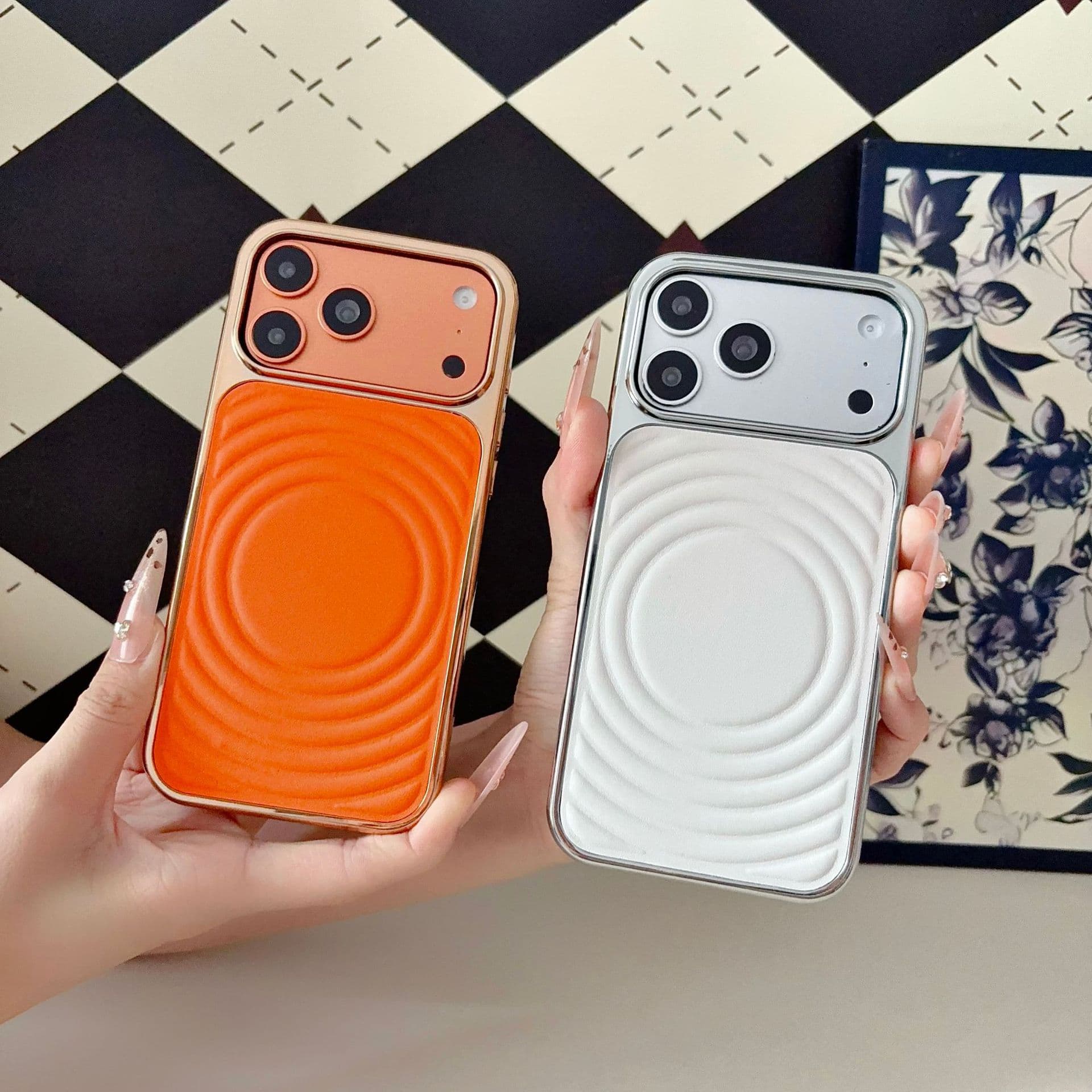 Suitable for iPhone 18 Pro Max corrugated leather magnetic phone case Apple 17 ultra-thin electroplating protective cover cross-border