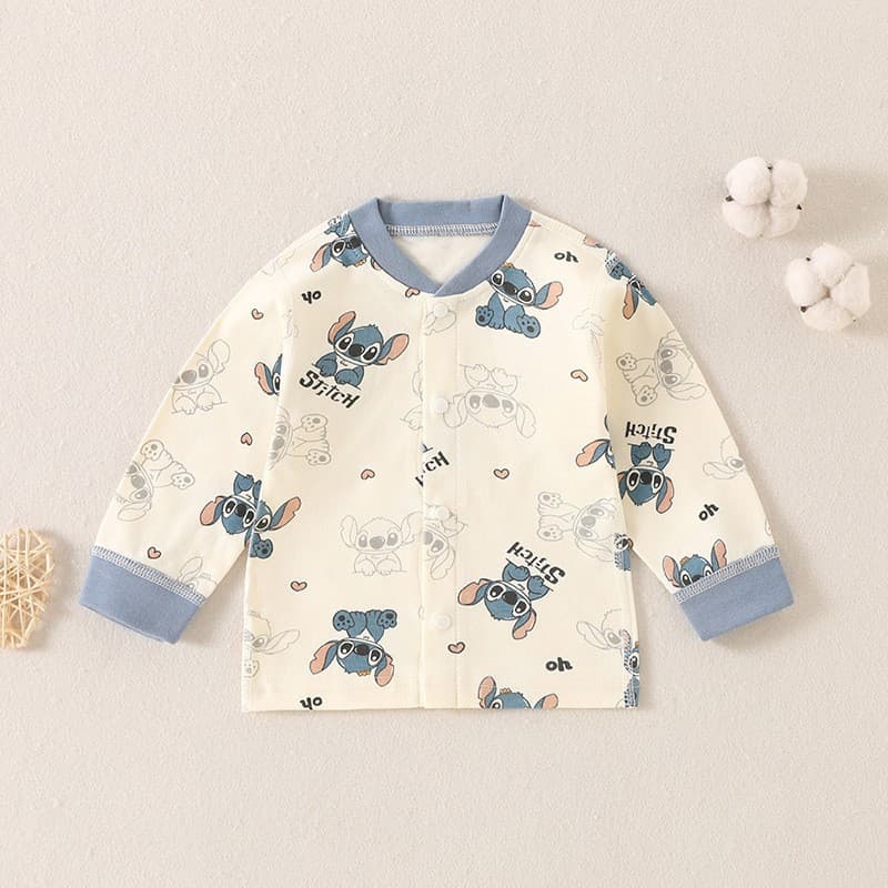Baby Cardigan Top, Long-Sleeve, A-Grade Pure Cotton, Seamless, for Spring/Autumn/Winter, Inner or Outer Wear, Unisex Baby Sleepwear