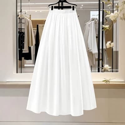 Women's spring and summer high-waisted slimming mid-length A-line large hem umbrella skirt skirt