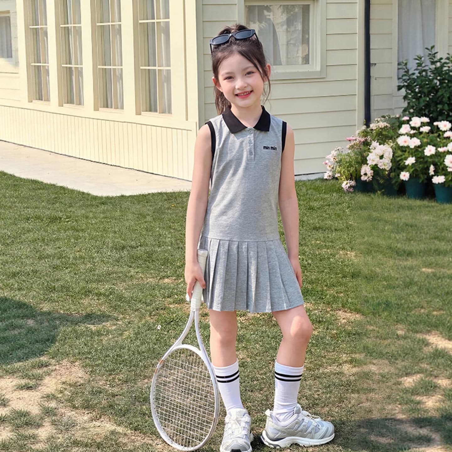 Girls' Unique Pretty Dress Sleeveless Polo Dress Sporty Style Summer School Uniform 2026 Trendy