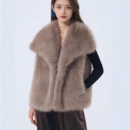 Cross-border wholesale new autumn/winter European and American women's fashion faux fur shawl collar vest coat