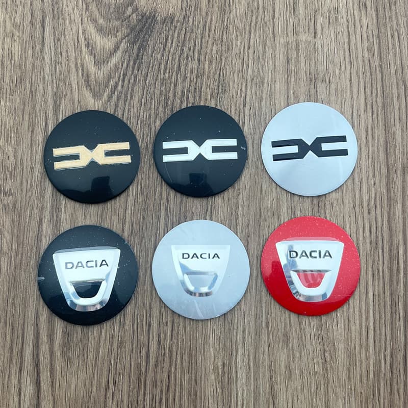 60mm Wheel Hub Caps for Dacia Modification, 56mm Dacia Logo Wheel Hub Sticker Center Cap Emblem
