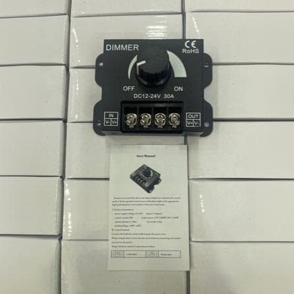 LED Dimmer Brightness Adjustment Controller for Soft/Hard Light Strips, Knob Remote Stepless Switch, DC12V-24V