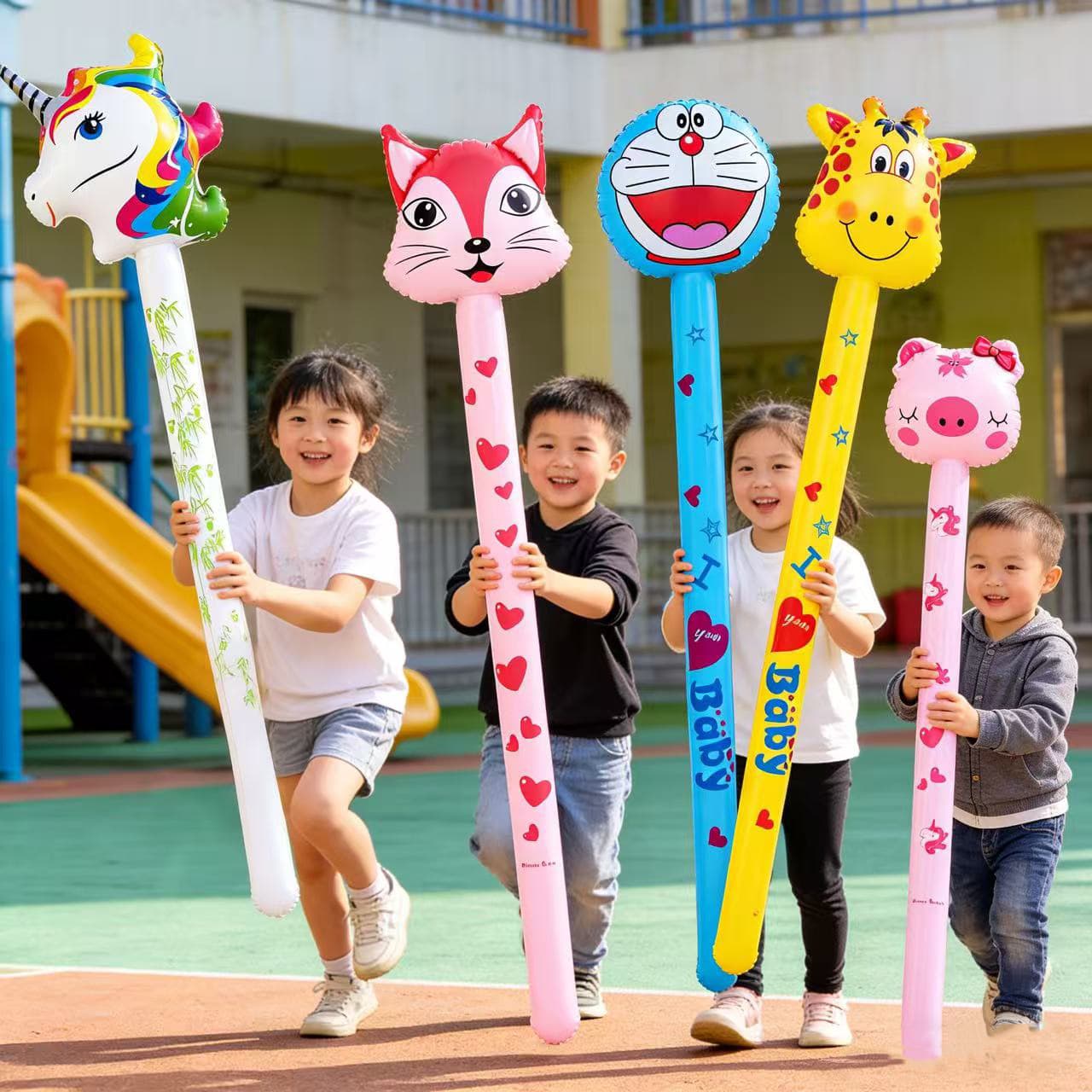 PVC Inflatable Toys for Children, Inflatable Long Sticks, Cartoon Animal Sticks, Inflatable Sticks, Promotional Balloons, Animals