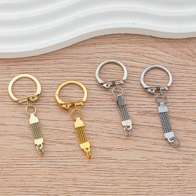 Spot chicken buckle with gauze chain belt open ring electroplated gauze mesh chain chicken wing buckle key chain diy jewelry accessories