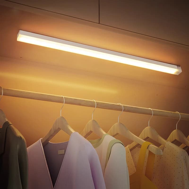 LED cabinet light rechargeable version, human sensor strip light for wardrobe, bedroom sleep, dorm night light with magnetic long bar
