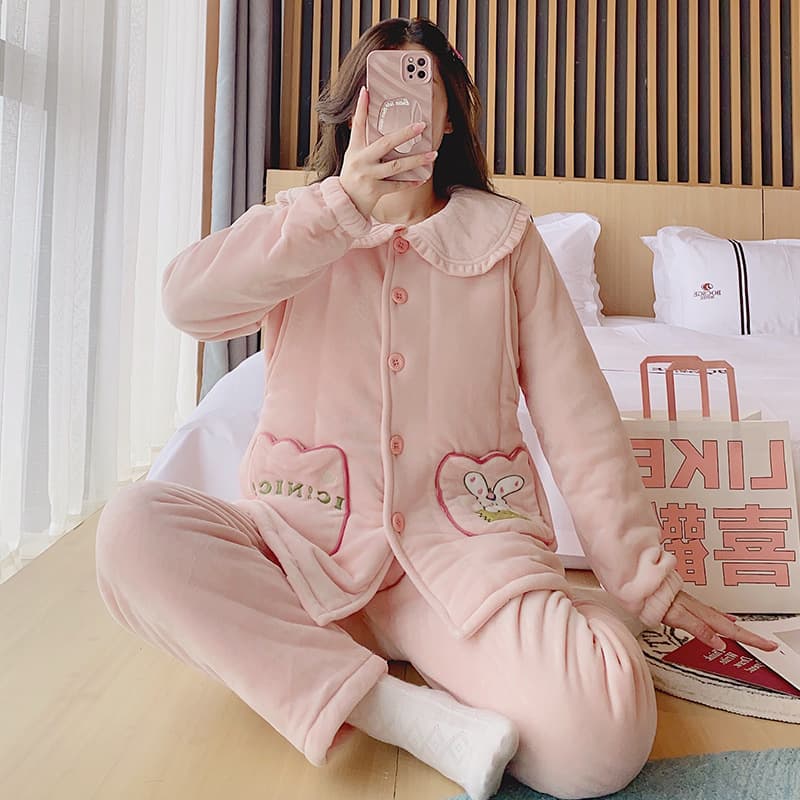 Thickened fleece-lined maternity wear set, soft and cozy to the touch, nursing cardigan, two-piece set, dropshipping available.
