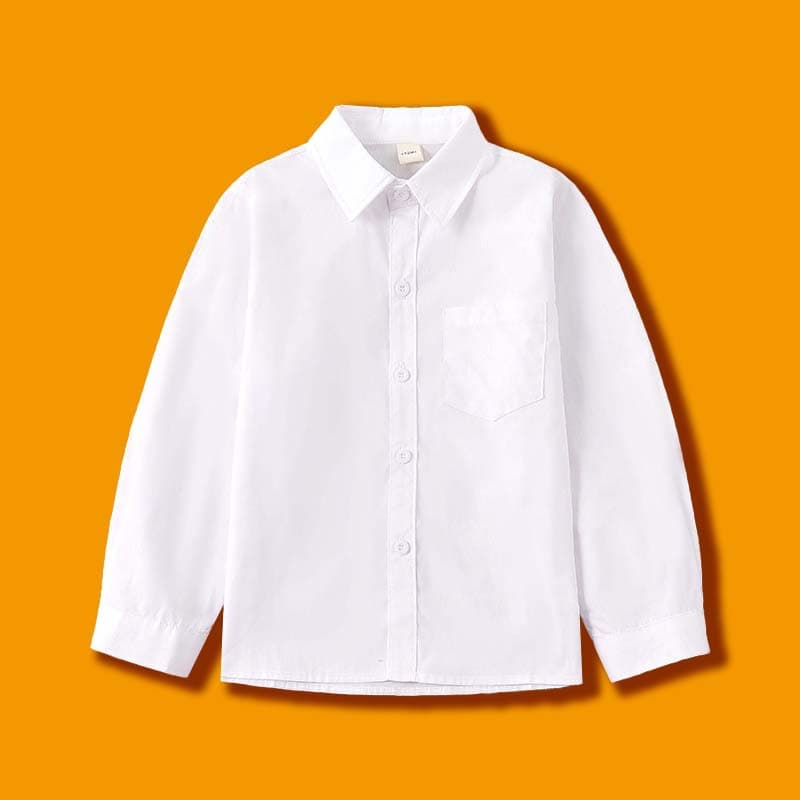 Pure Cotton White Long Sleeve Shirt for Boys And Girls Primary And Middle School Students Uniform Class Uniform Children's Cloth