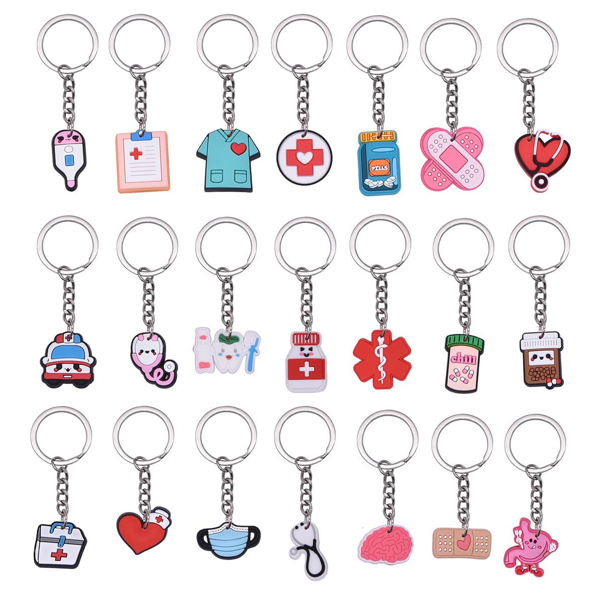 Cross-Border Hot Selling Cartoon Medical Keychain Pvc Soft Glue Key Chain Bag Pendant Small Gift Wholesale Manufacturer