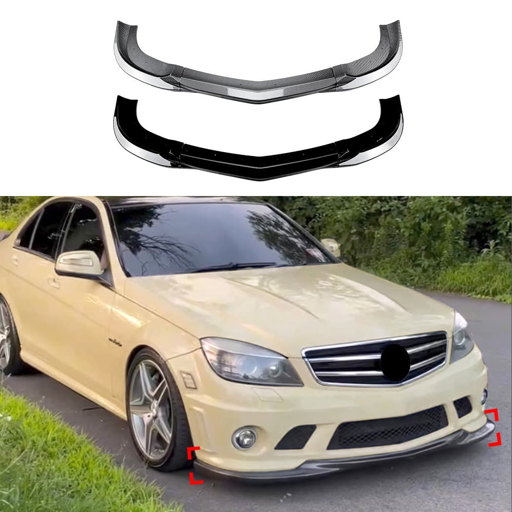 For Mercedes-Benz C-Class C63 AMG W204 Pre-facelift 2007-2010 Front Bumper Lip Spoiler Exterior Modification