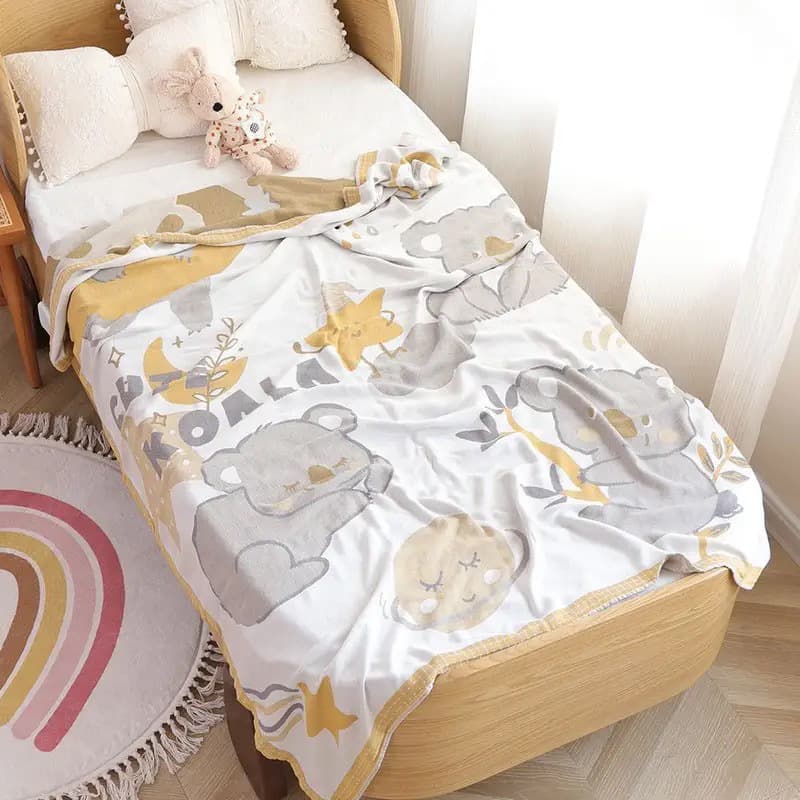 Summer A-class thin children's gauze bamboo fiber cool blanket, cartoon summer cool quilt, ice silk cool towel quilt wholesale