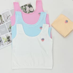 Girls Double-Layer Developmental Underwear for Elementary Students, Long Vest Breathable Crop Top Teen