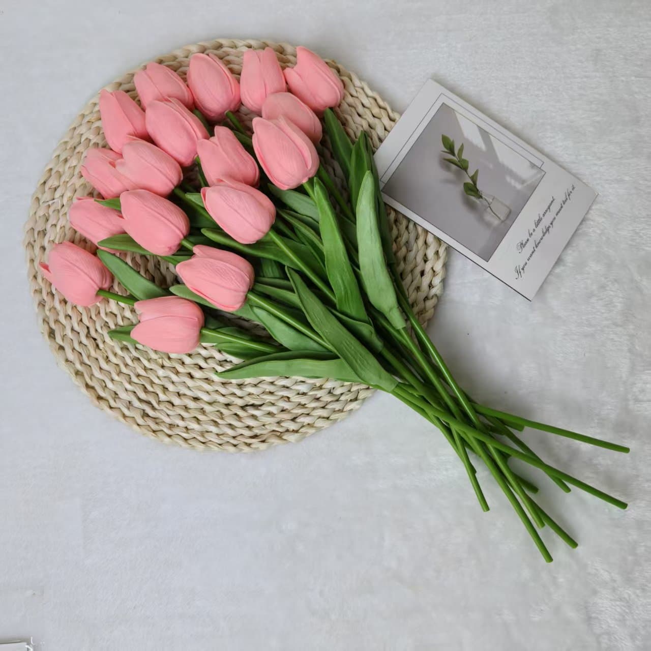 Cross-border Baishun Tulip Artificial Flower Fake Flower Prop Plastic Material Wedding Decoration Living Room Bouquet Prop Factory
