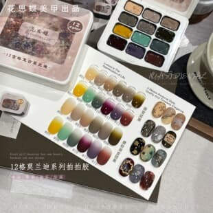 Huasidie Nail Art 12-Grid Retro Morandi Mini No-Wash Colorful Patting Gel 12 Colors Patting Gel with Sponge