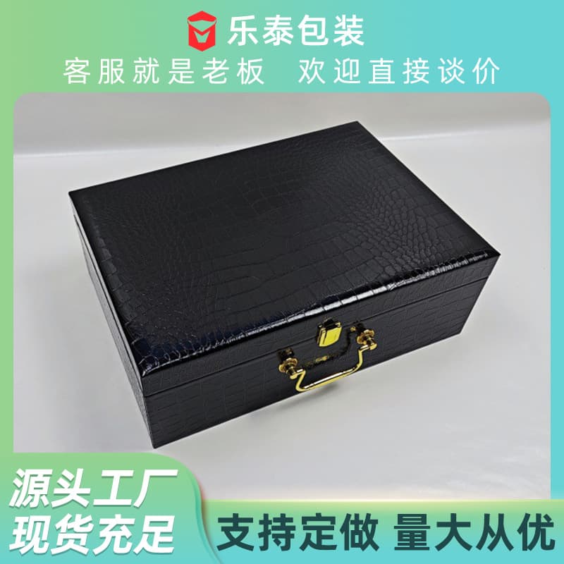 35*25 gift box crocodile pattern leather box rectangular suitcase customizable leather pattern color logo light luxury gift box