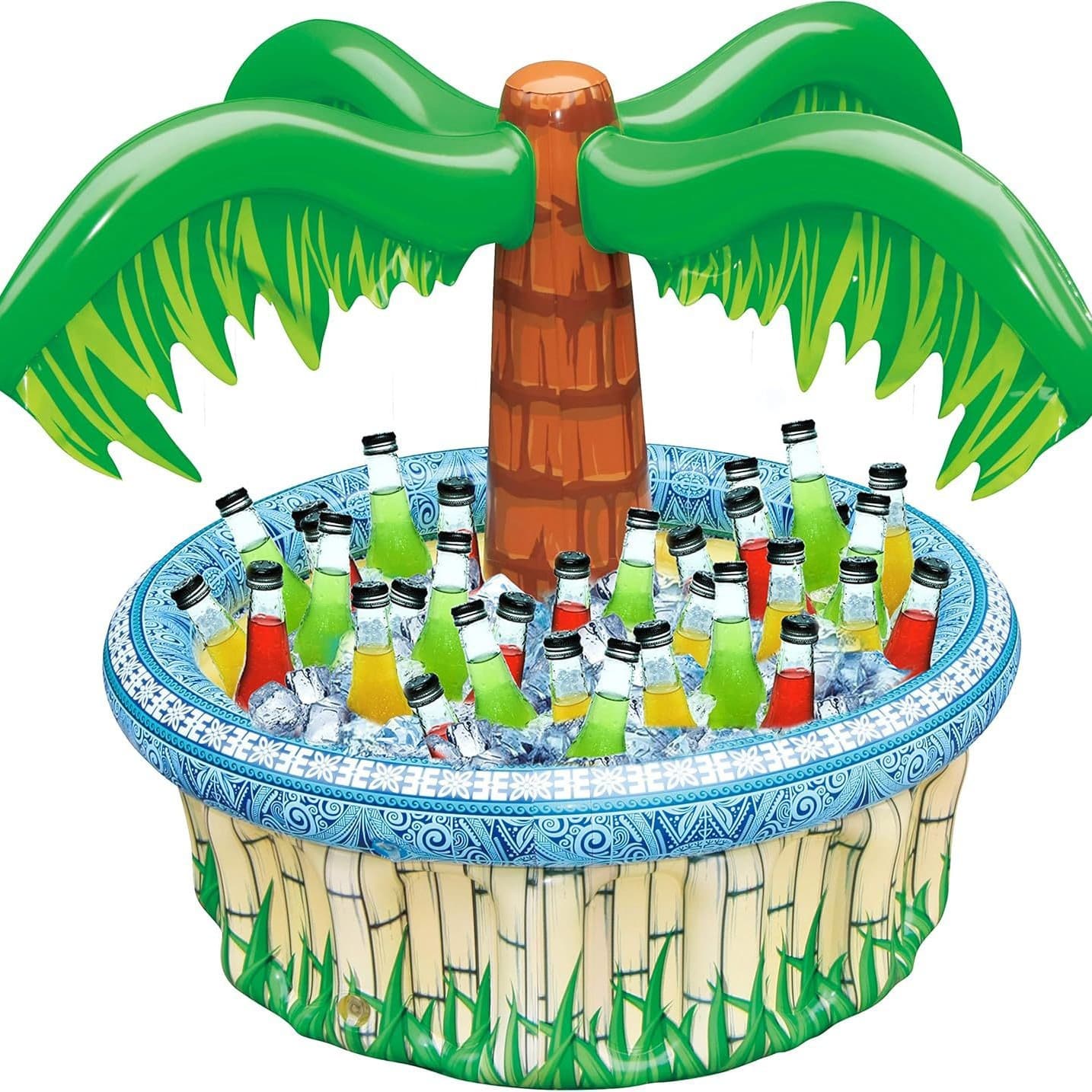 Inflatable Palm Tree Party Cooler, Hawaii Tropical Beach Theme, PVC Inflatable Coconut Tree Drink Ice Bucket