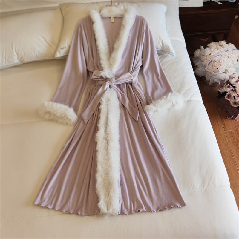 Women's Island Velvet Robe, Mid-Length Dress Style, New Warm Lined, Premium Feel Bathrobe for Spring/Autumn/Winter