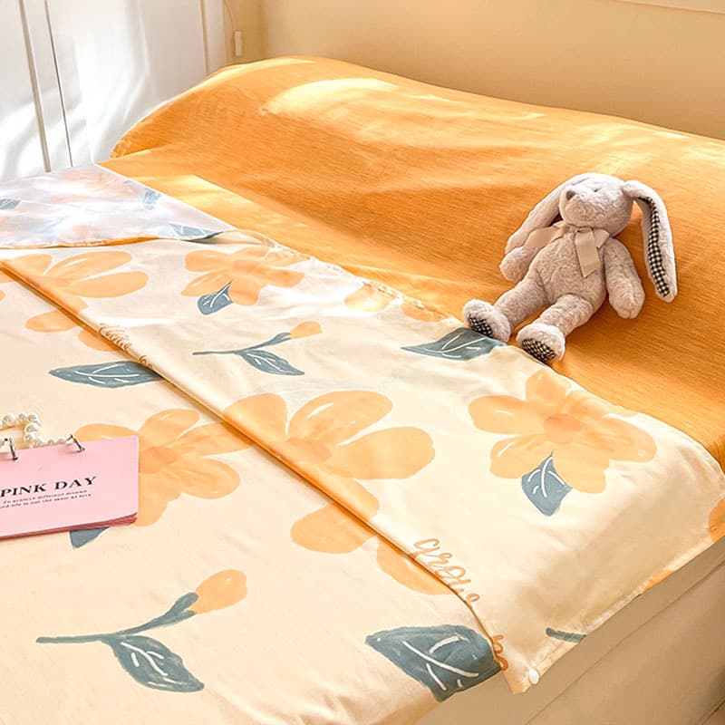 100% Cotton Hotel Anti-Dirt Sleeping Bag, Single Travel Sheet and Pillowcase Set, Portable All-in-One Travel Sleep Sack