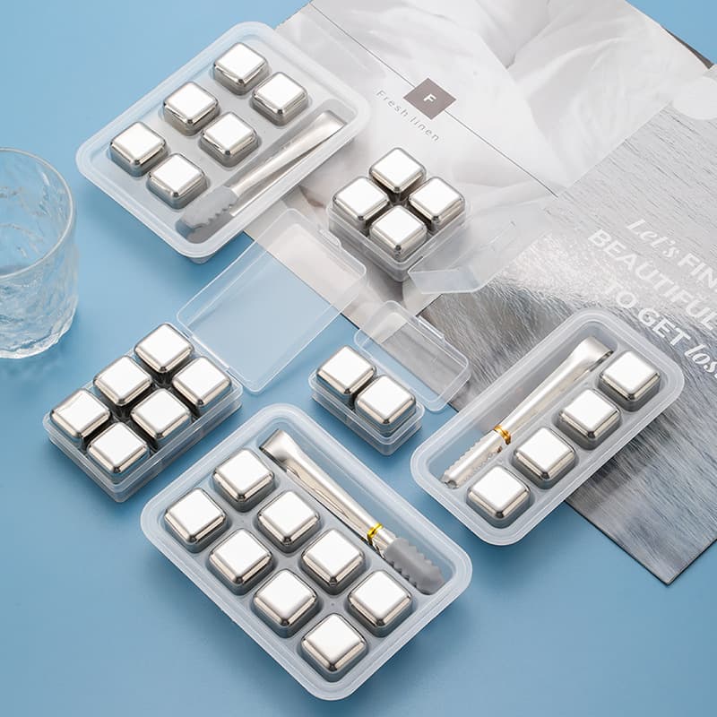304 Stainless Steel Ice Cubes, Metal Ice Pellets for Red Wine and Whiskey, Food-Grade Quick-Freeze Ice Set in Gift Box