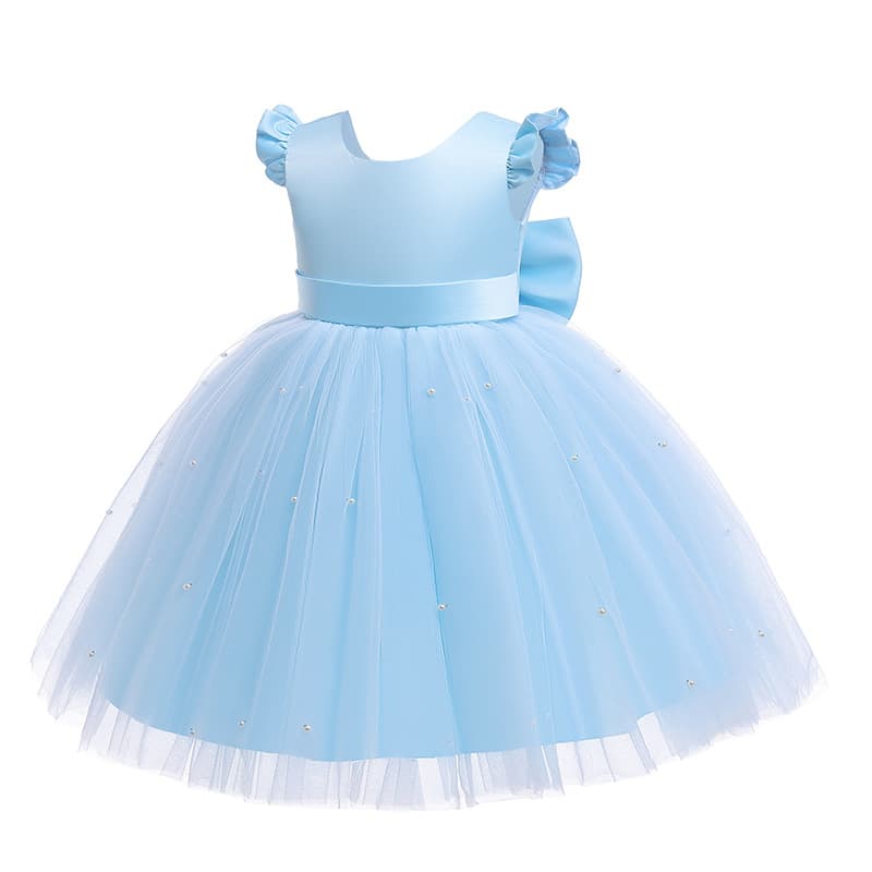 Cross-Border Children's Short Dress Flower Girl Tulle Skirt Birthday Party Host Piano Performance Princess Dress