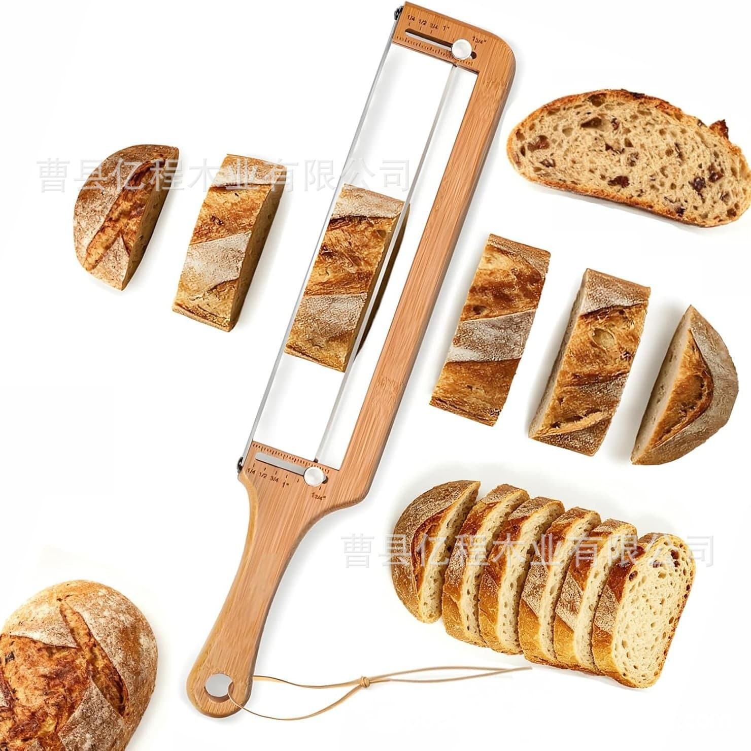 Cross-Border Wooden Bread Knife Kitchen Tools Serrated Bread Slicer Baking Knife Bow-Shaped Bread Stick Cutting Knife