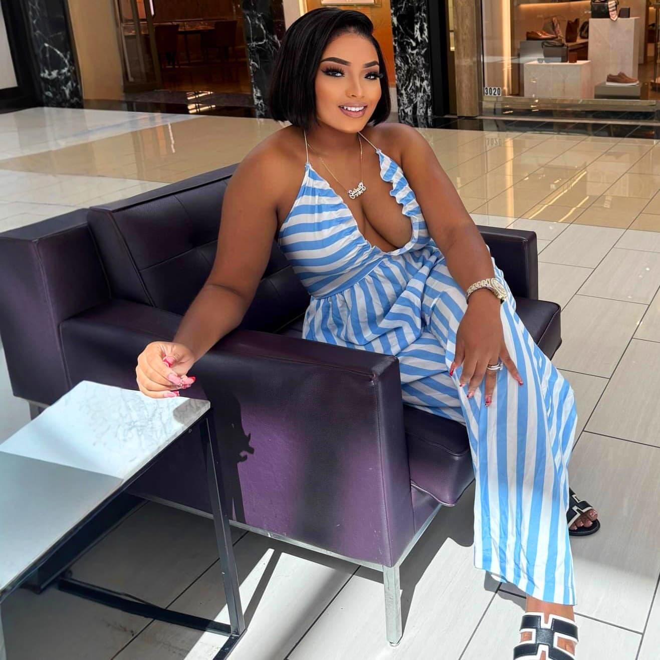 African Women's Jumpsuit Sexy Striped Halter V-Neck Stylish Versatile Fashionable Casual European and American Romper Summer