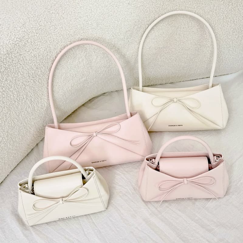 Little C's Summer New Bow Underarm Baguette Origami Bag K Bow Handheld Small Square Bag Origami Bag Women's Bag
