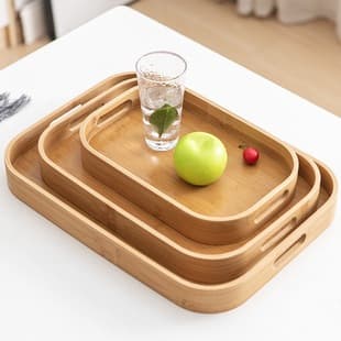Bamboo Round Irregular Tray Hotel Serving Tray Single Layer Vintage Tea Tray Simple Tea Table for Home Wholesale