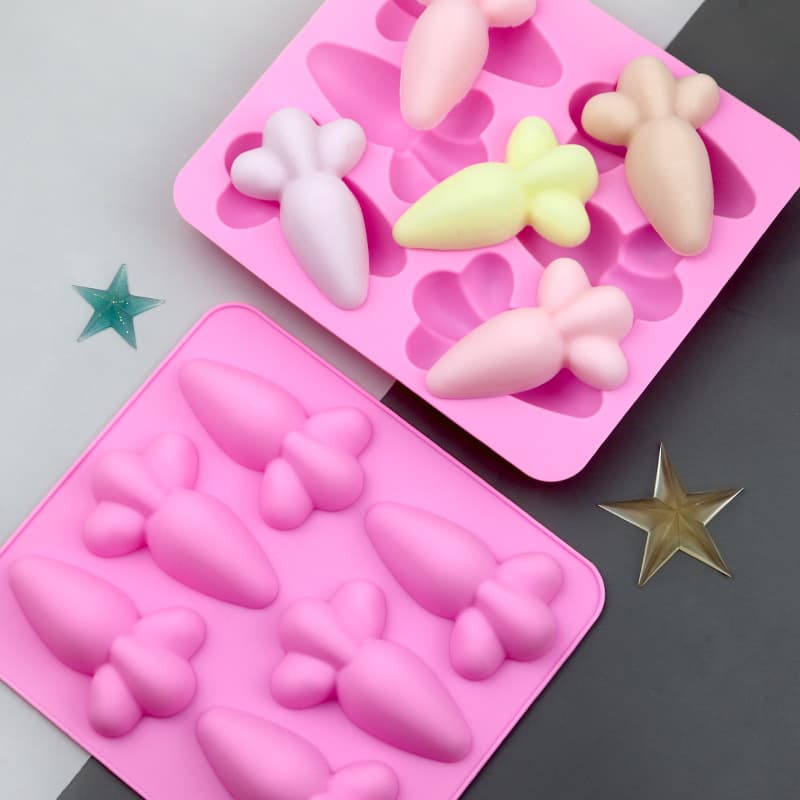 Blue Tone Wholesale 6-Cell Carrot Silicone Cake Mold Kitchen Baking Silicone DIY Soap Mold