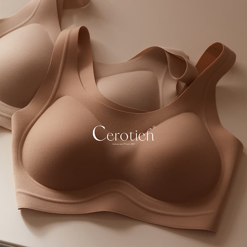 Cerotich jelly seamless micro-brushed thermal underwear for women, wire-free push-up comfortable vest-style breathable bra.