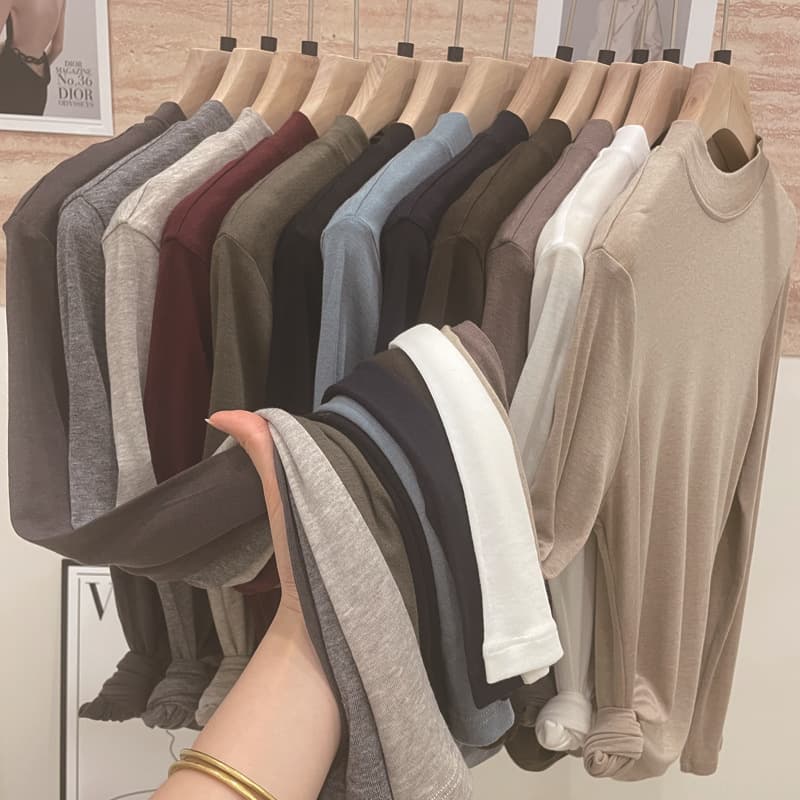 Big Tech Releases! Soft and Delicate Lyocell + Wool Crew Neck Knit Base Shirt T-Shirt for Women, Early Autumn F101012