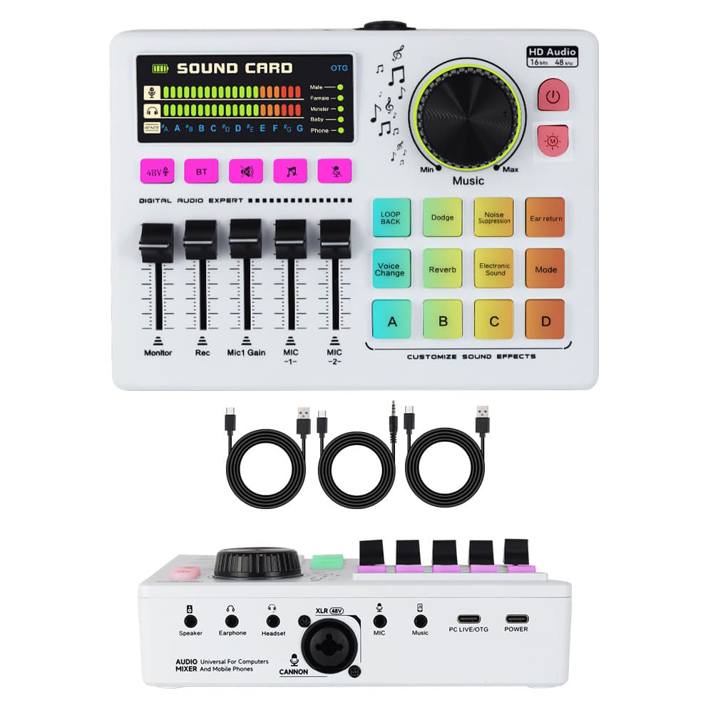 Cross-border 48V live broadcast game sound card microphone yF800 mobile phone computer sound card English with guitar instrument sound effects